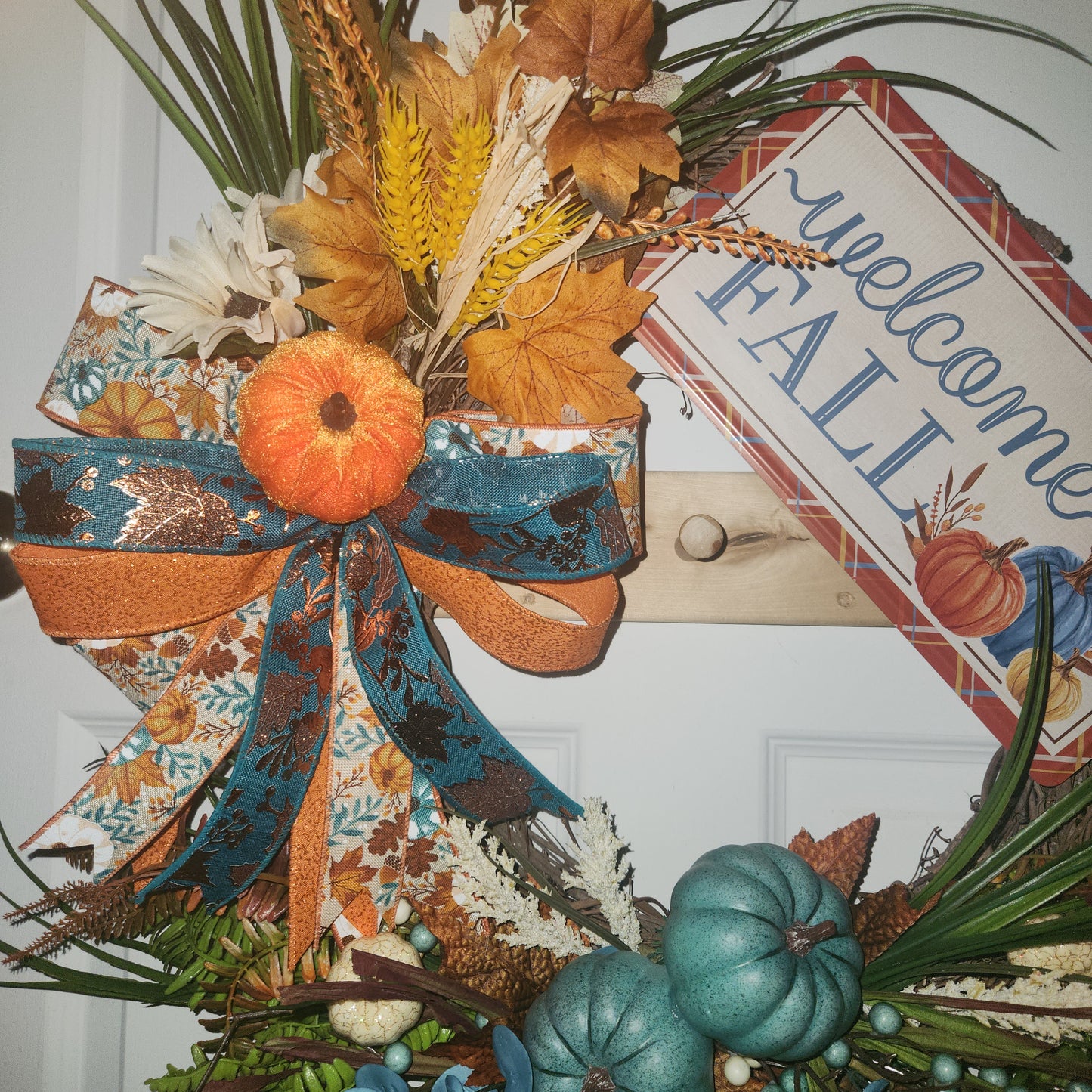 Fall Grapevine Wreath (Turquoise and Orange)