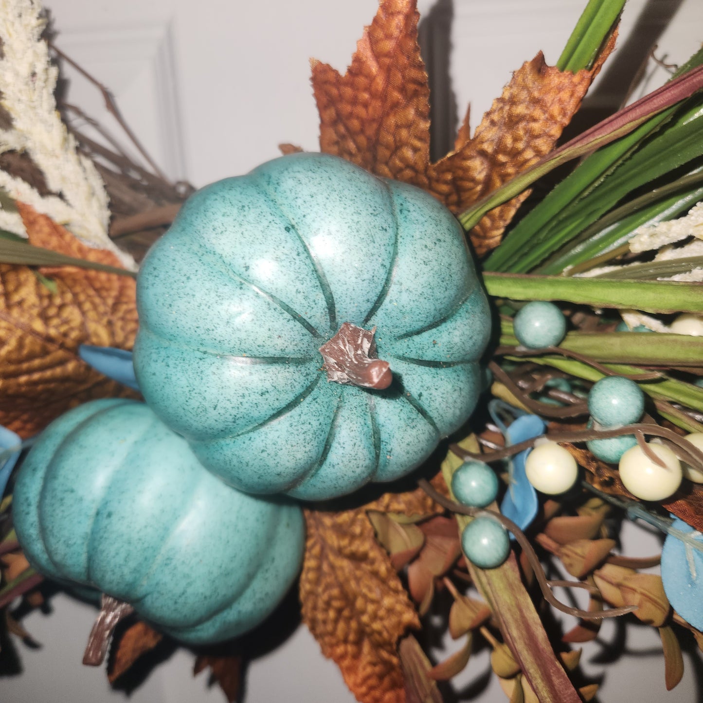 Fall Grapevine Wreath (Turquoise and Orange)