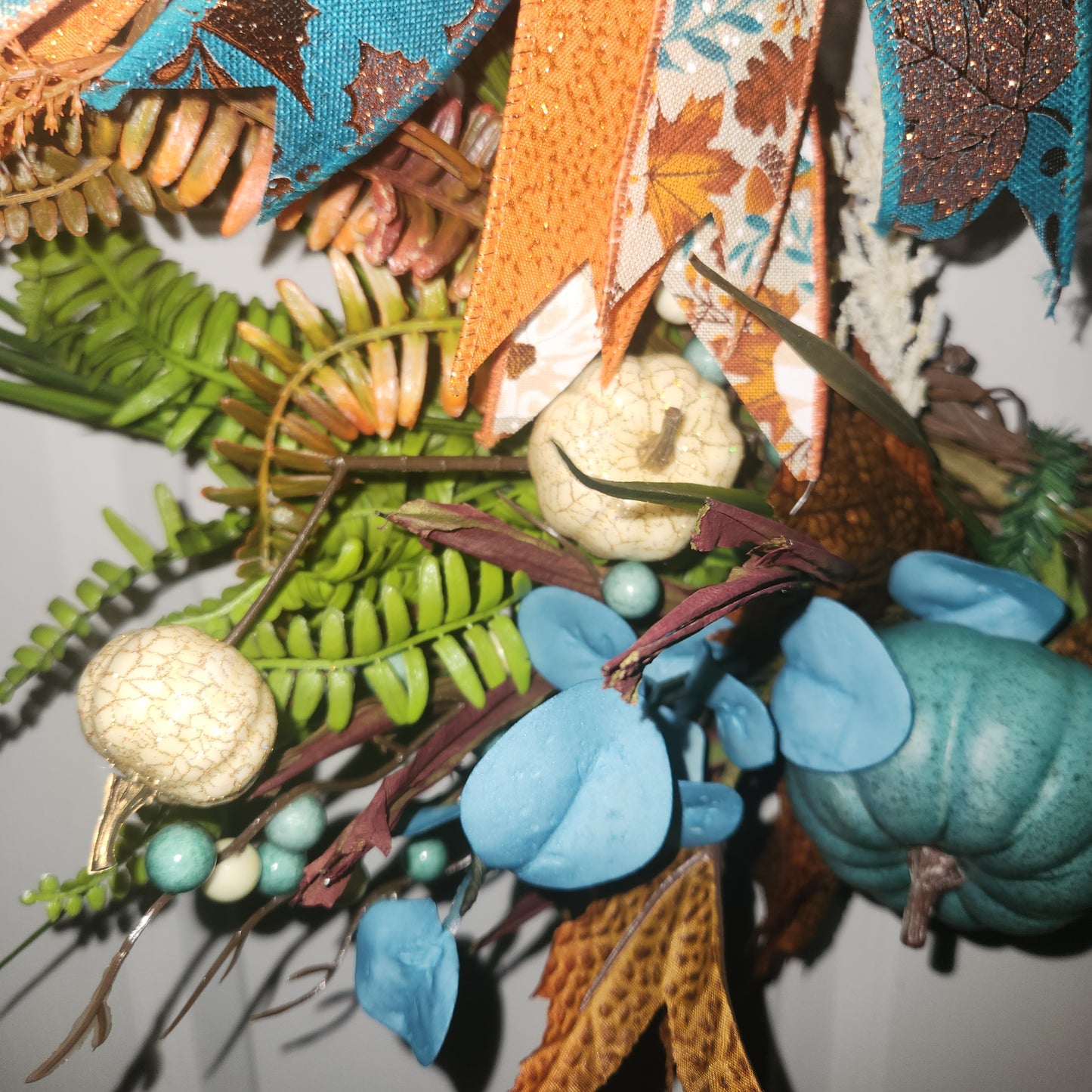 Fall Grapevine Wreath (Turquoise and Orange)