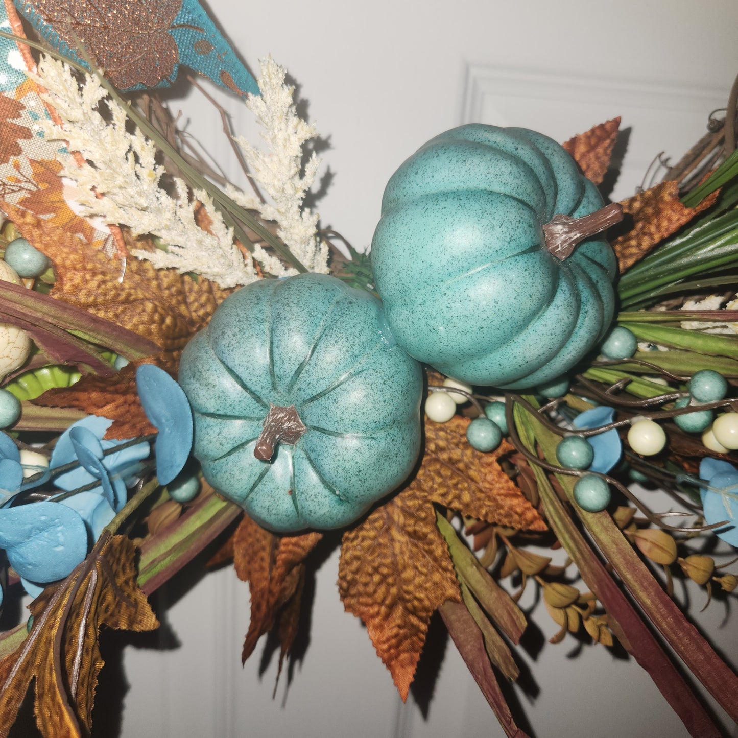 Fall Grapevine Wreath (Turquoise and Orange)